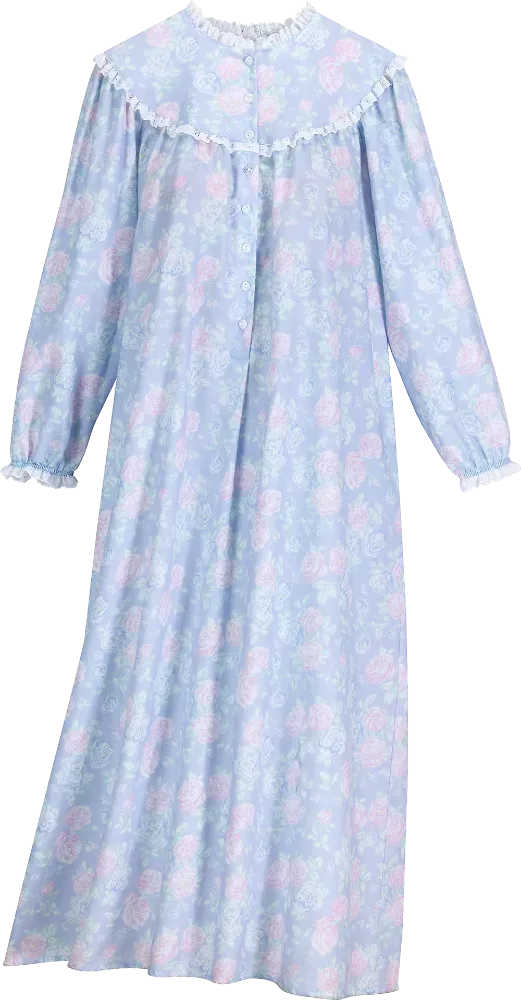 Lanz Nantucket Rose 54 Inch Flannel Nightgown