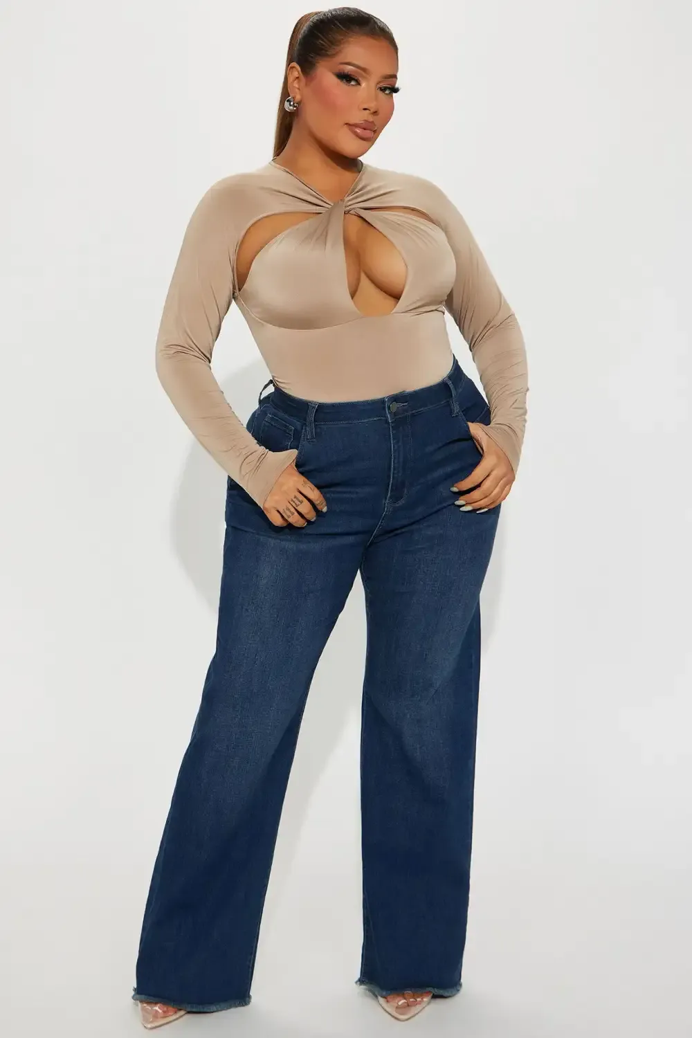 Becky Basic Stretch Straight Leg Jeans - Dark Wash