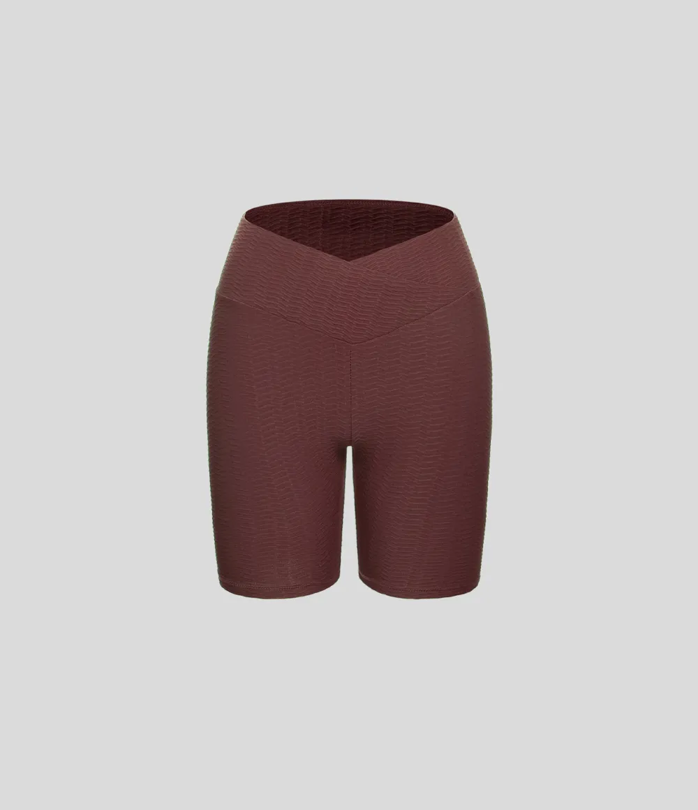 Seamless Flow High Waisted Crossover Butt Lifting Yoga Biker Shorts 5''