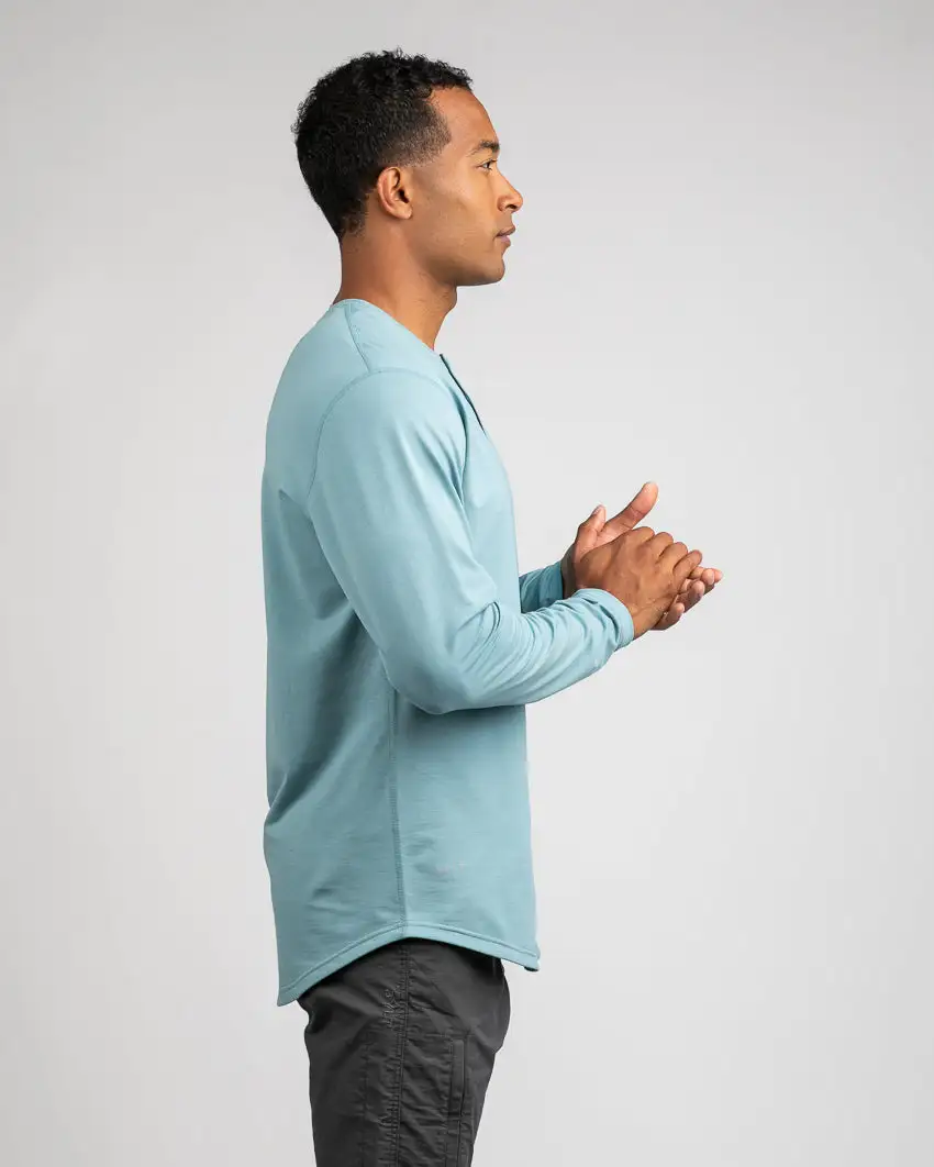 Henley Drop-Cut Long Sleeve: Lux