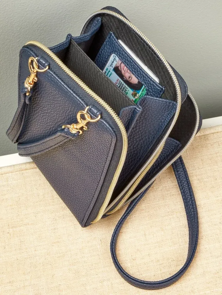Women's Vertical RFID-Blocking Crossbody Bag