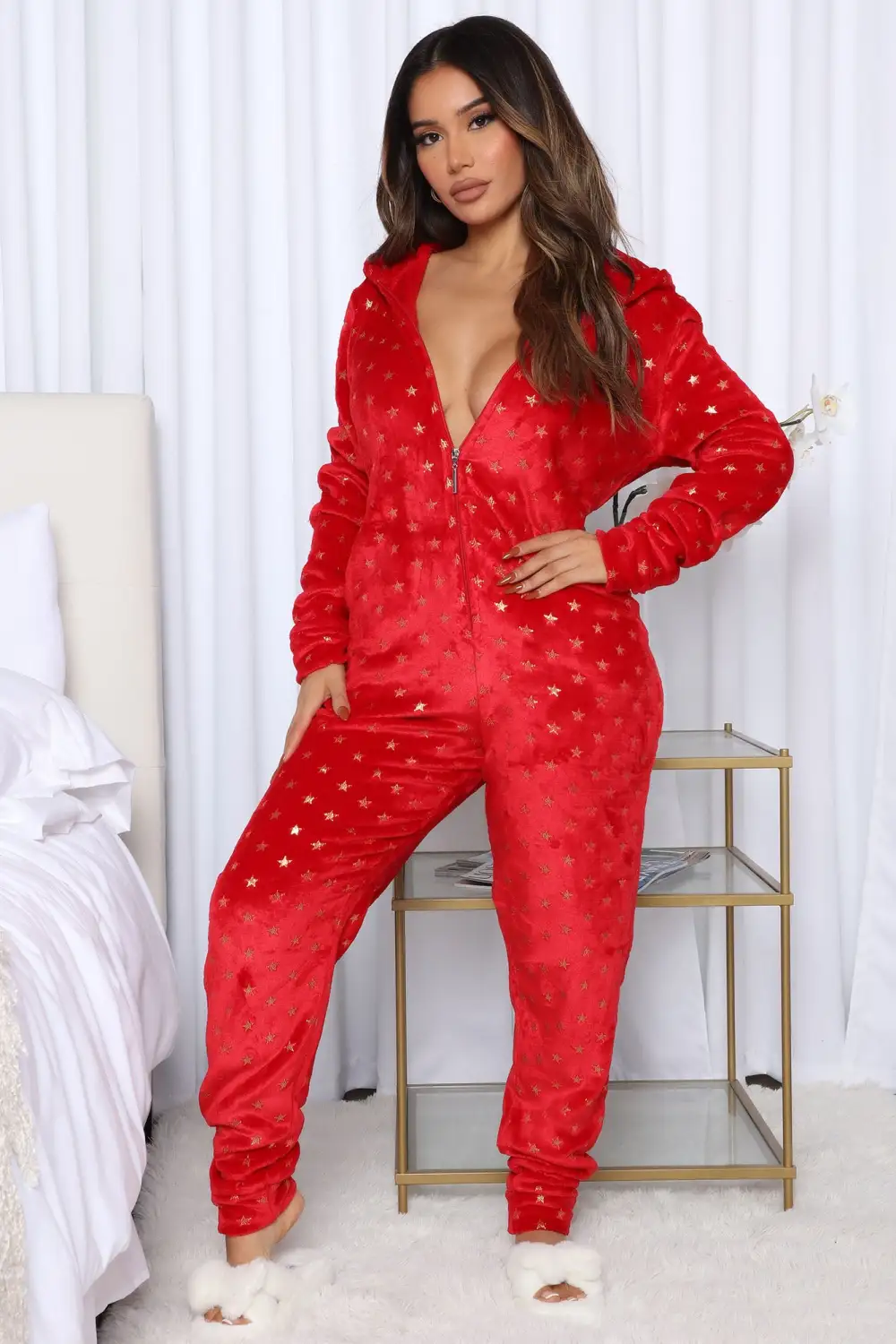 Snuggles And Gifts Plush PJ Jumpsuit Onesie - Red