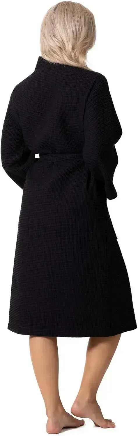 Turkish Linen Waffle Knit Lightweight Kimono Spa & Bath Robes for Women - Quick Dry - Soft