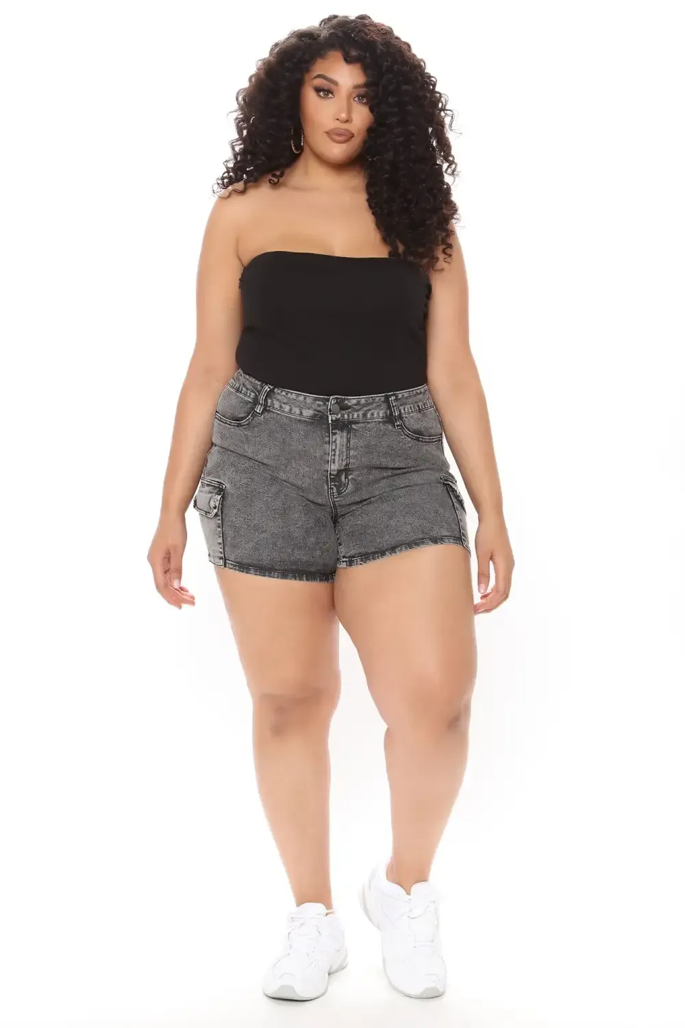 I Always Come Back Cargo Denim Shorts - Acid Wash Black