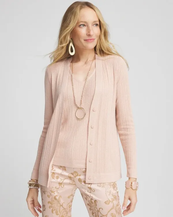 Lurex Ribbed Cardigan