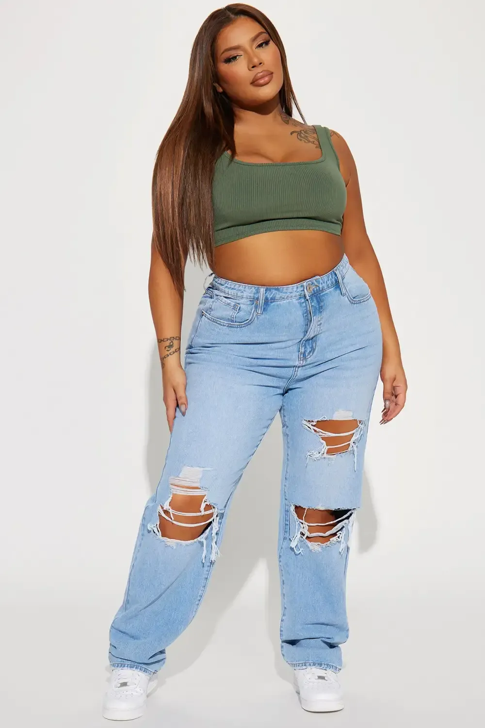 Just For You Ripped Non Stretch Straight Leg Jean - Light Wash