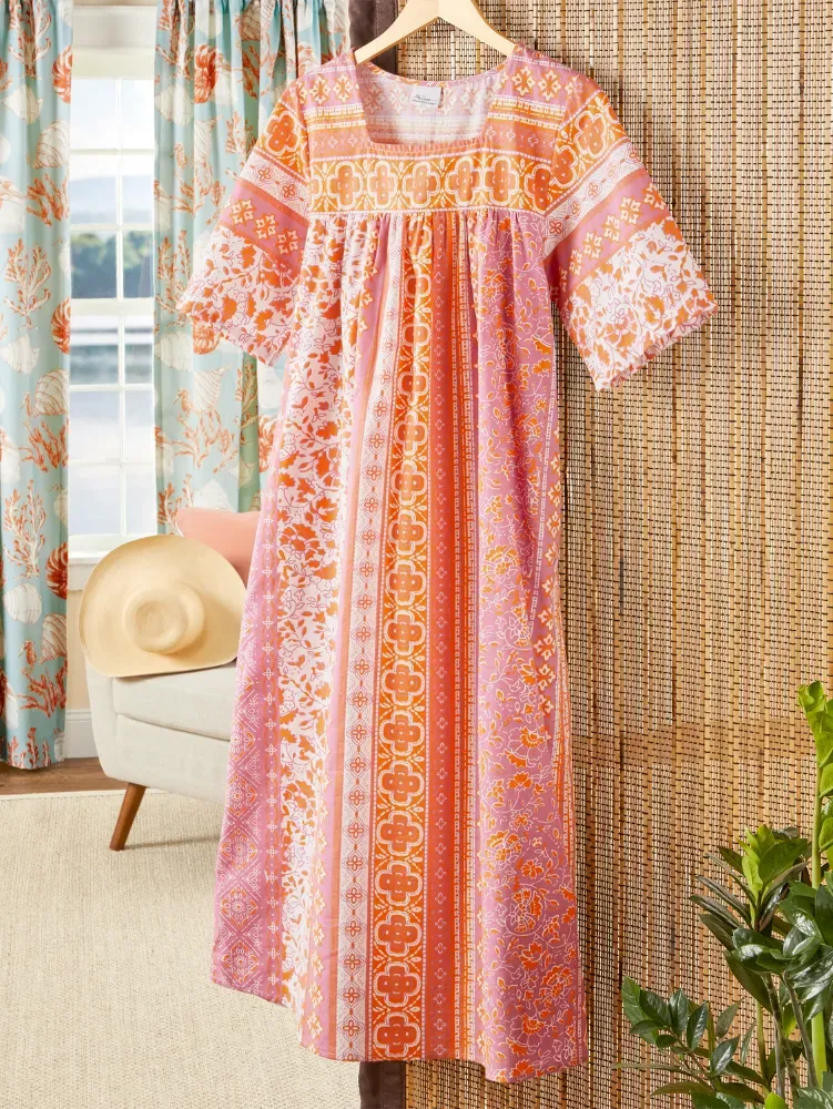 Vertical-Print Cotton Muumuu