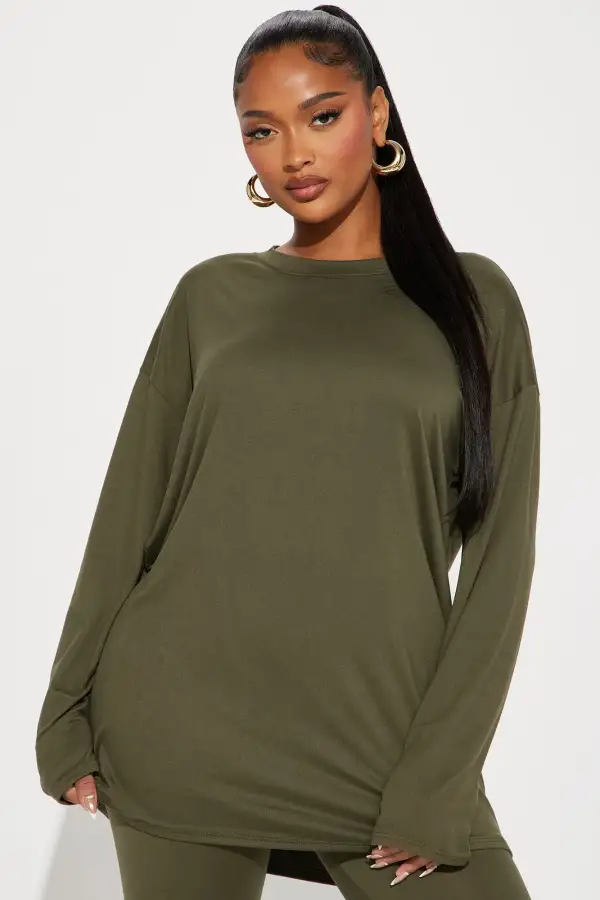 Weekend Vibes Long Sleeve Set - Olive