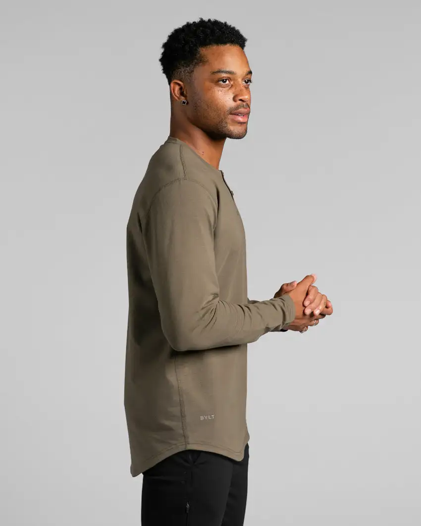 Henley Drop-Cut Long Sleeve: Bylt Signature