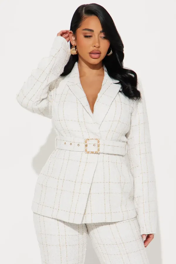 In Control Tweed Pant Set - White