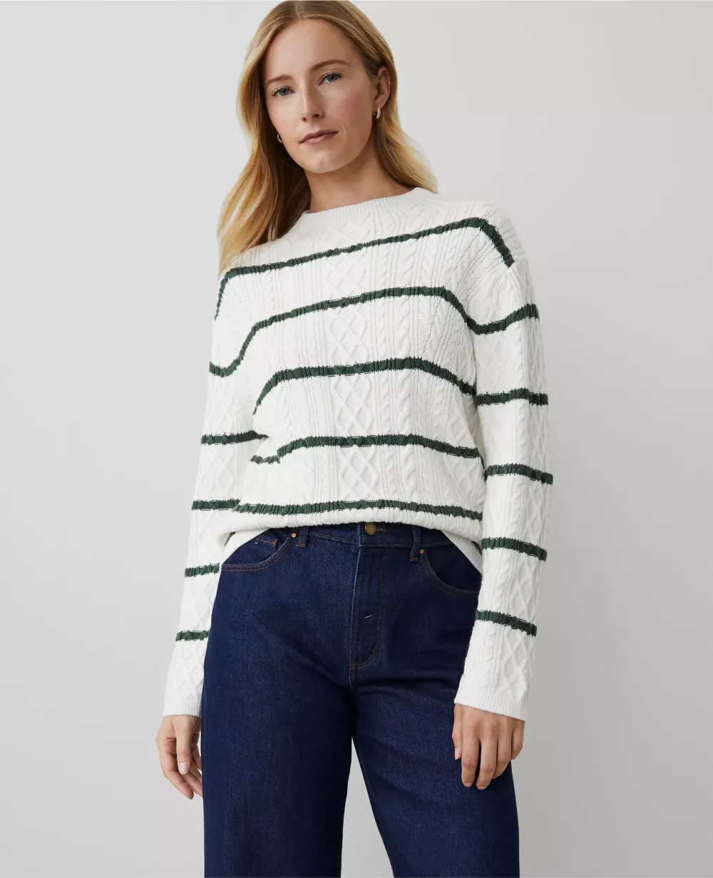 Striped Mixed Cable Sweater