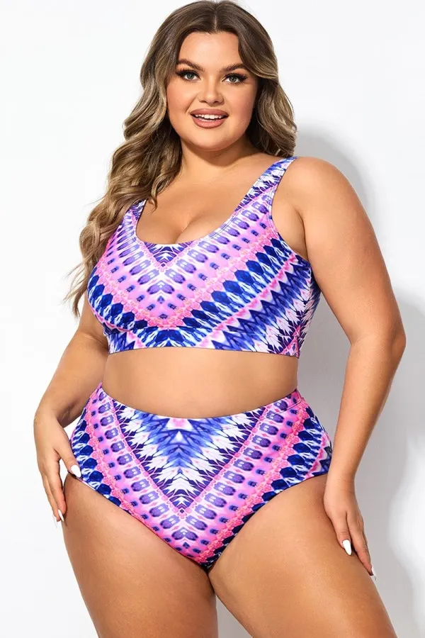 Plus Size Flattering Vibrant Stripe Bikini Top