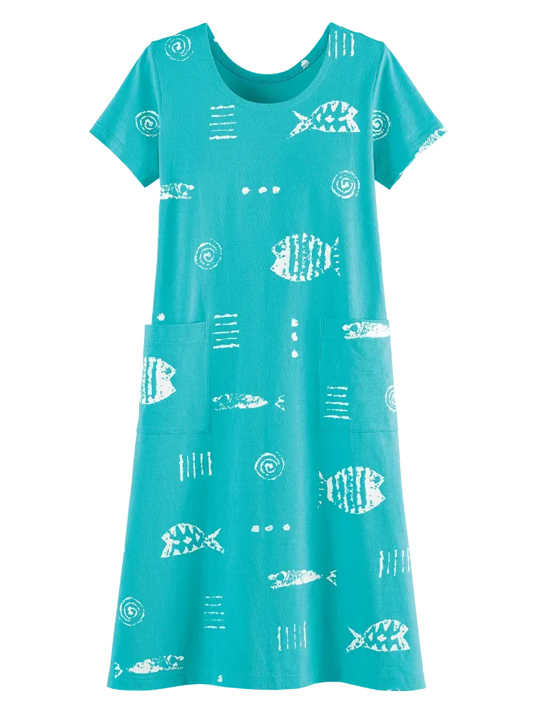M.MAC Rock Fish Cotton Knit Mid-Length Dress With Pockets