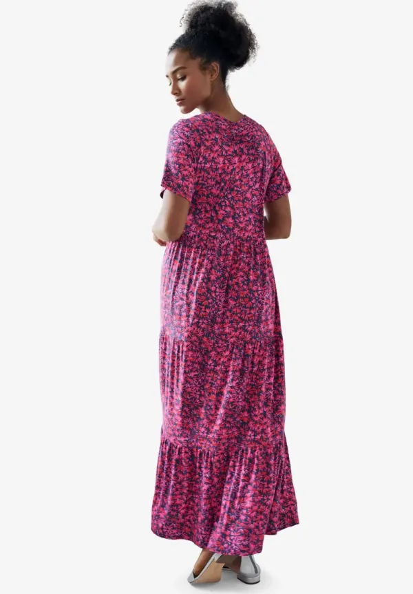 Short Sleeve Tiered Maxi Dress