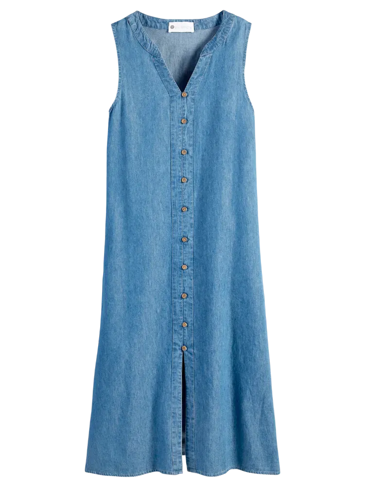 Ella Simone Sleeveless Lightweight Denim Midi Dress