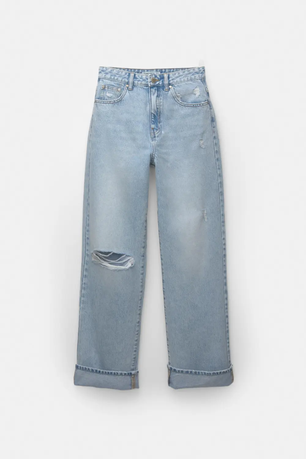 Jeans baggy rectos vuelta bajo