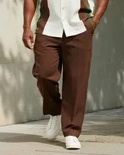 Big & Tall Men's Business Contrast Striped Print Short Sleeve Shirt and Pants Suit