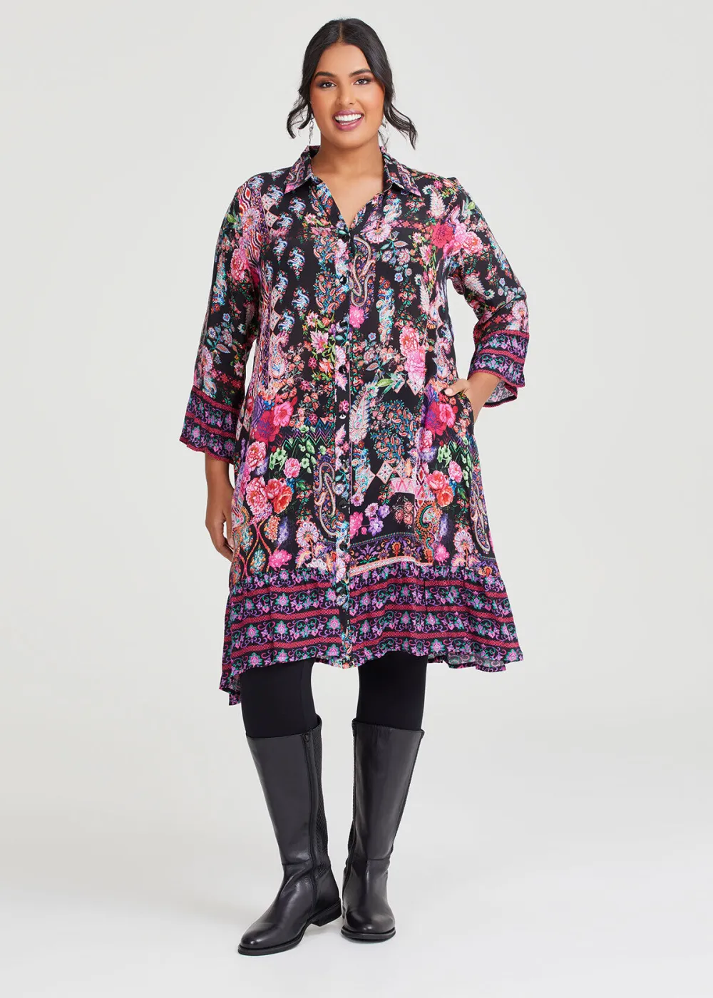 Natural Winter Garden Shirt Dress