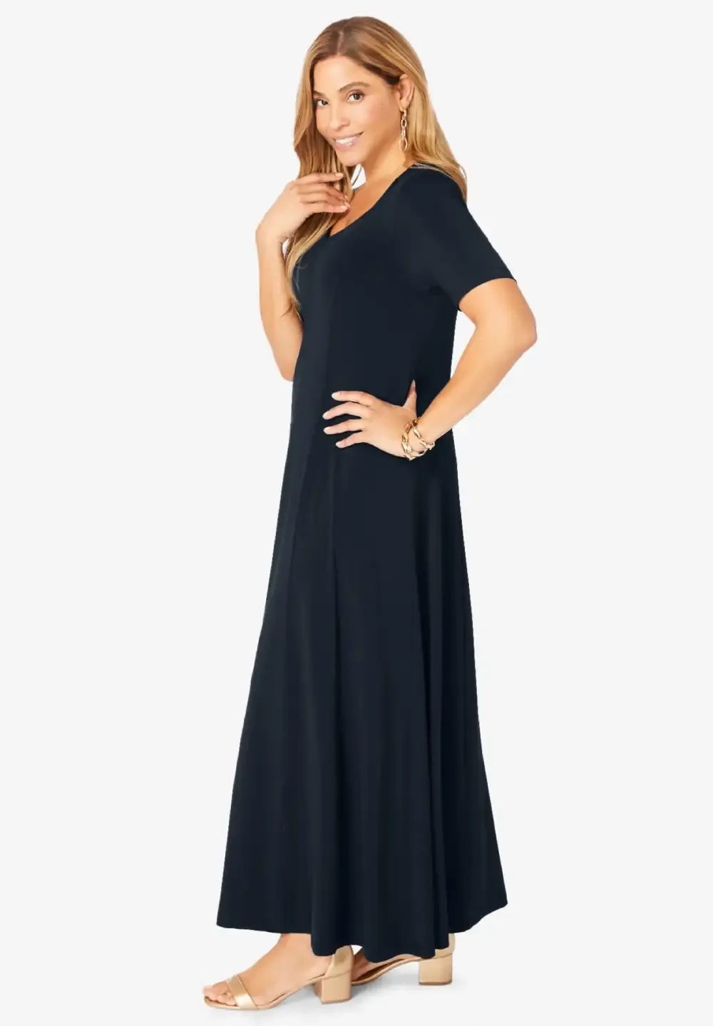 Stretch Knit Sweetheart Maxi Dress
