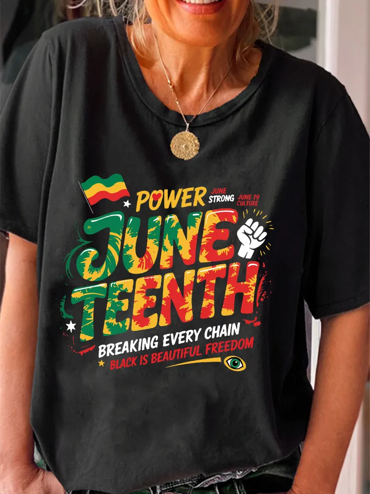 Women'S Juneteenth Breaking Every Chain Black Is Beautiful Freedom Round-Neck Short-Sleeved T-Shirt