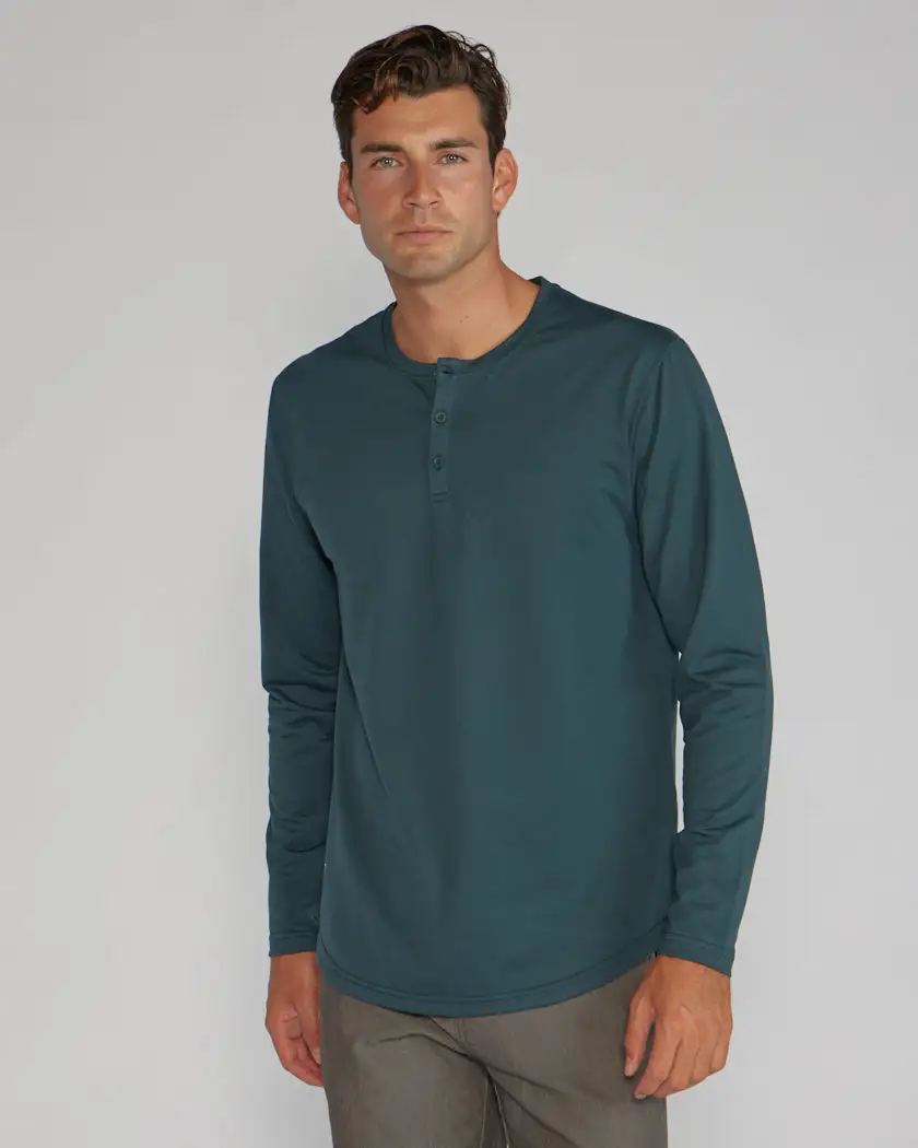 Henley Drop-Cut Long Sleeve: Lux