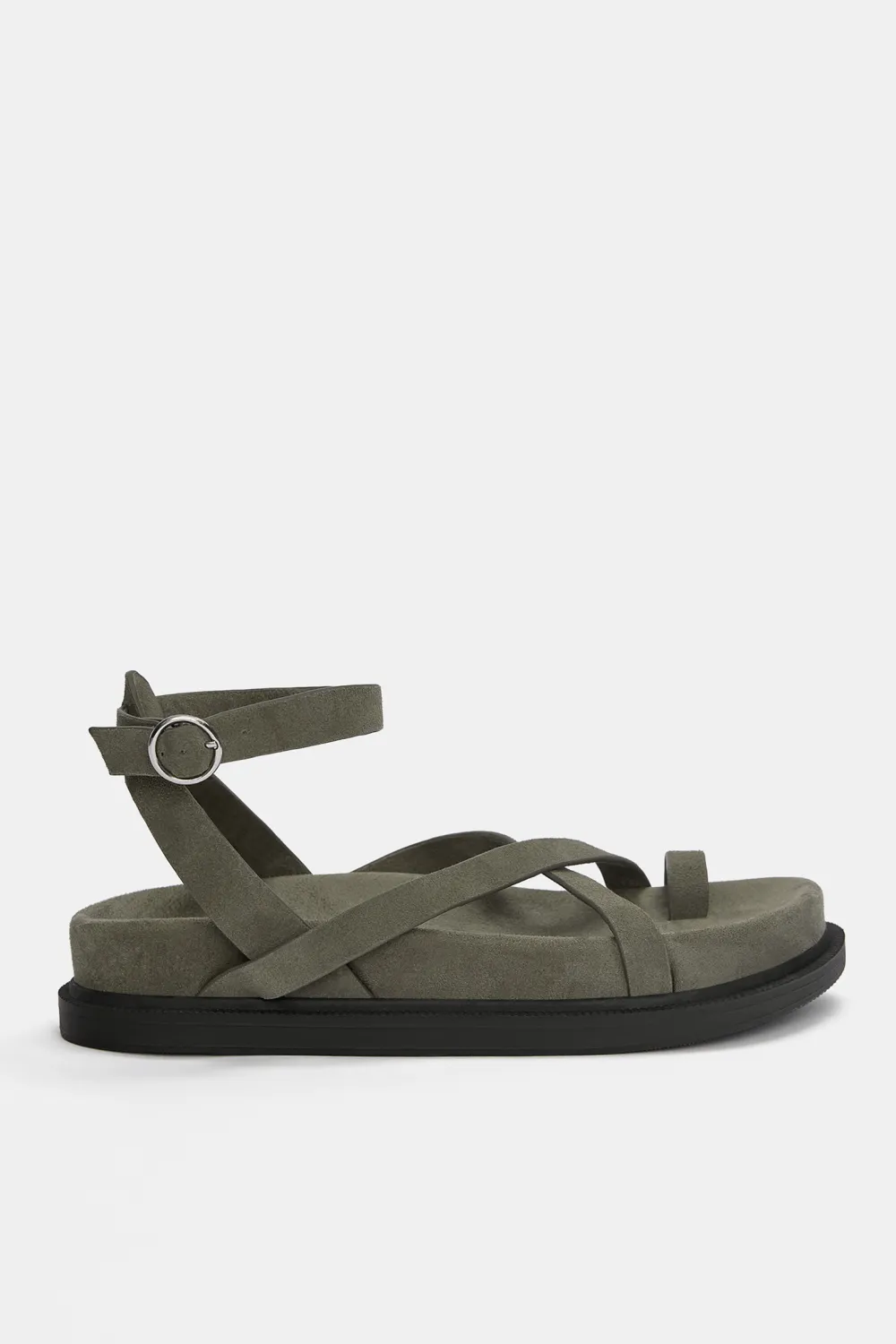 Sandalias planas tiras piel