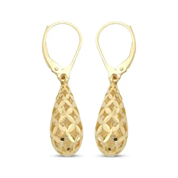 Italian Brilliance Diamond-Cut Drop Earrings 14K Yellow Gold