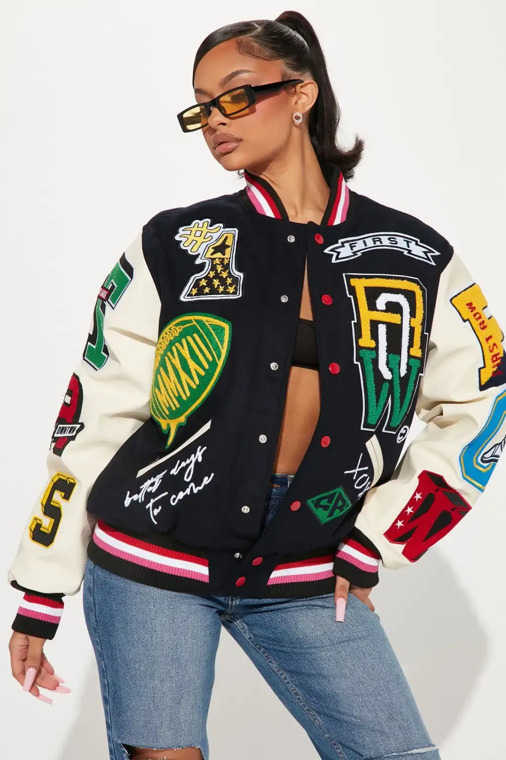 Keep Things Simple Varsity Jacket - Navy