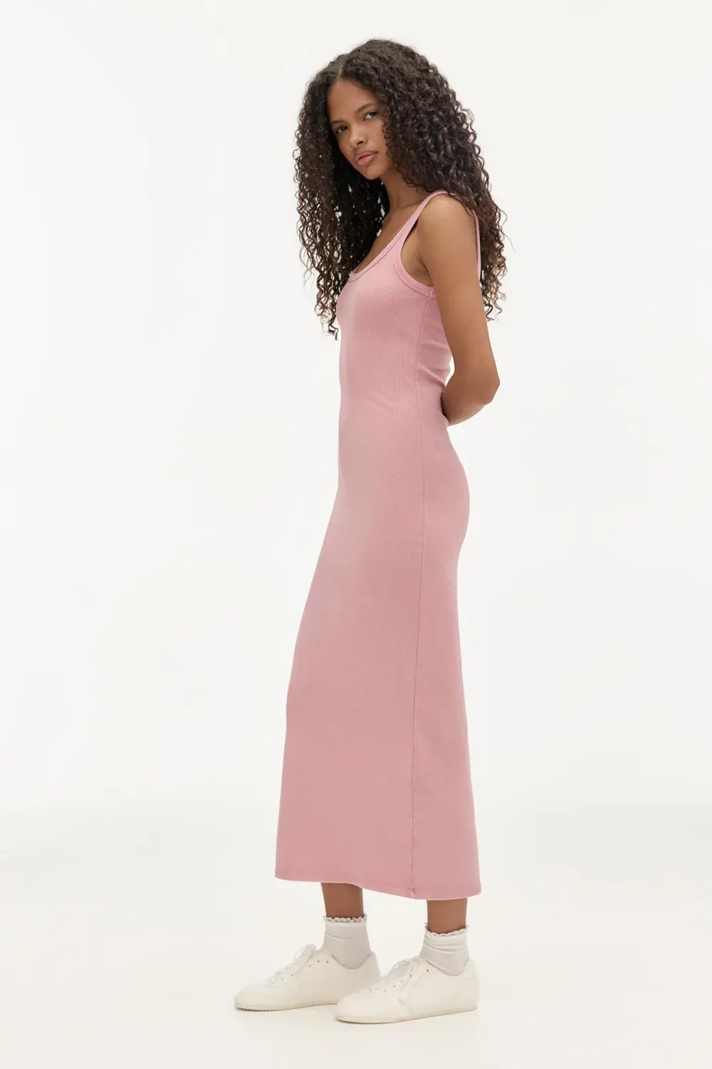 Vestido midi tirantes canalé