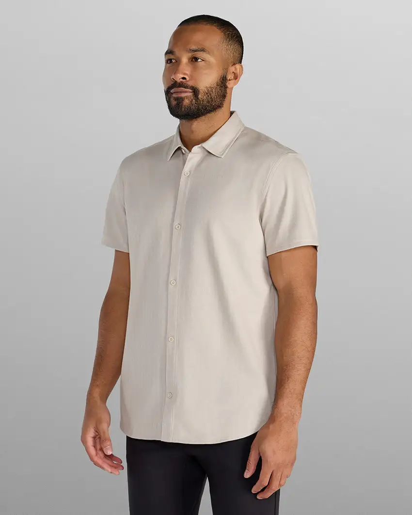 Herringbone Short Sleeve Button Down