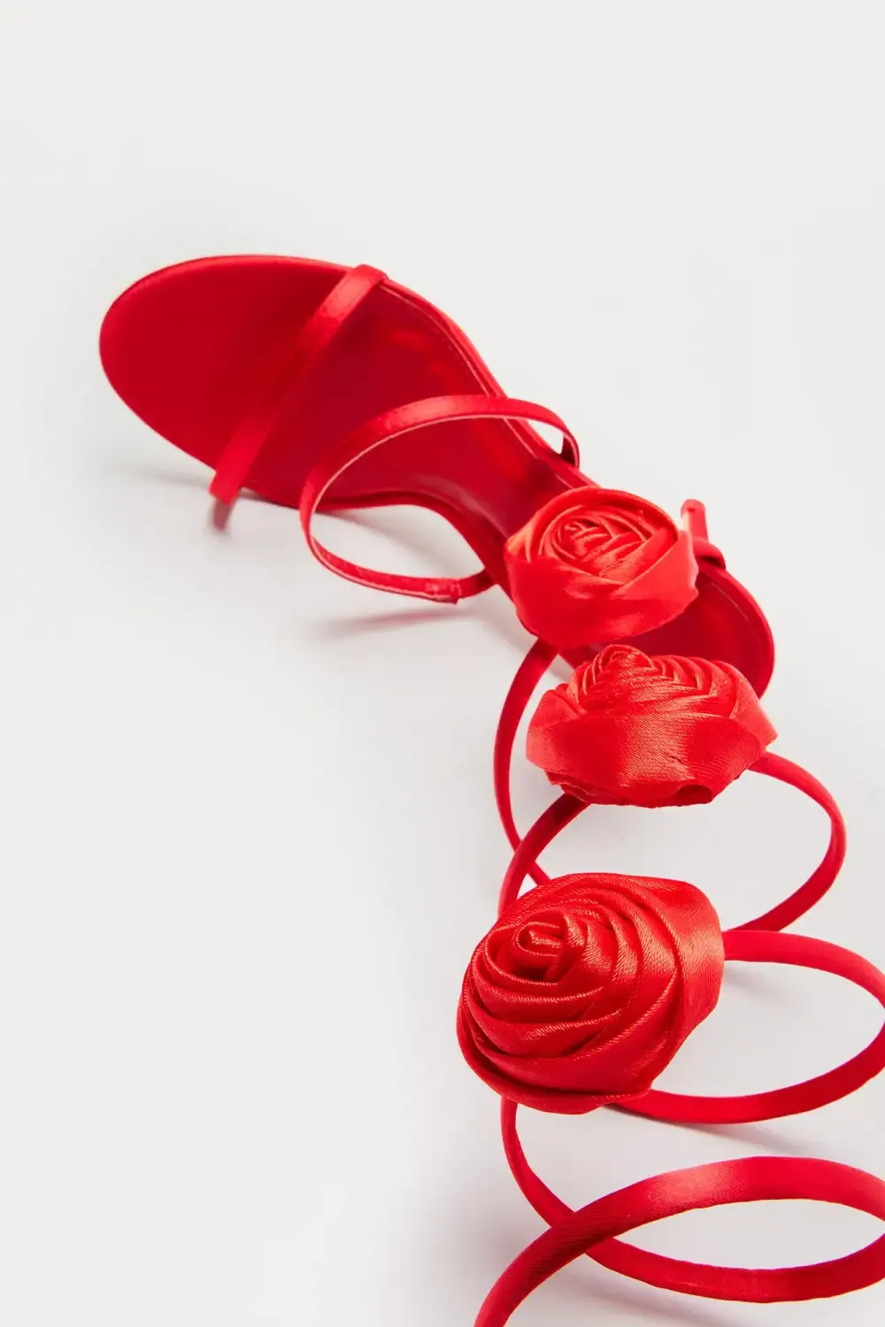 Palesa Rose Satin Wrap Up Heels - Red