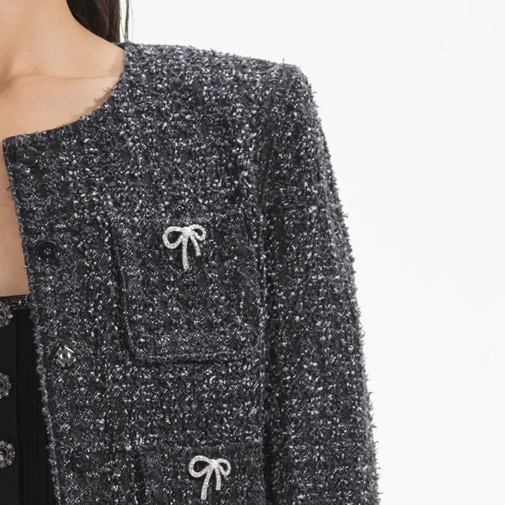 Black Textured Denim Jacket