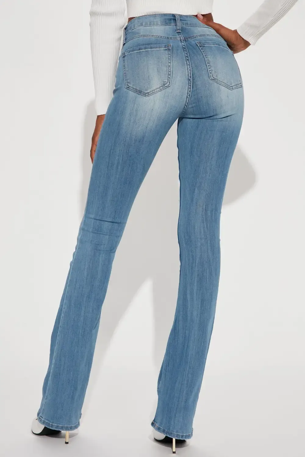 Tall Jessie Mid Rise Distressed Bootcut Jean - Light Blue Wash