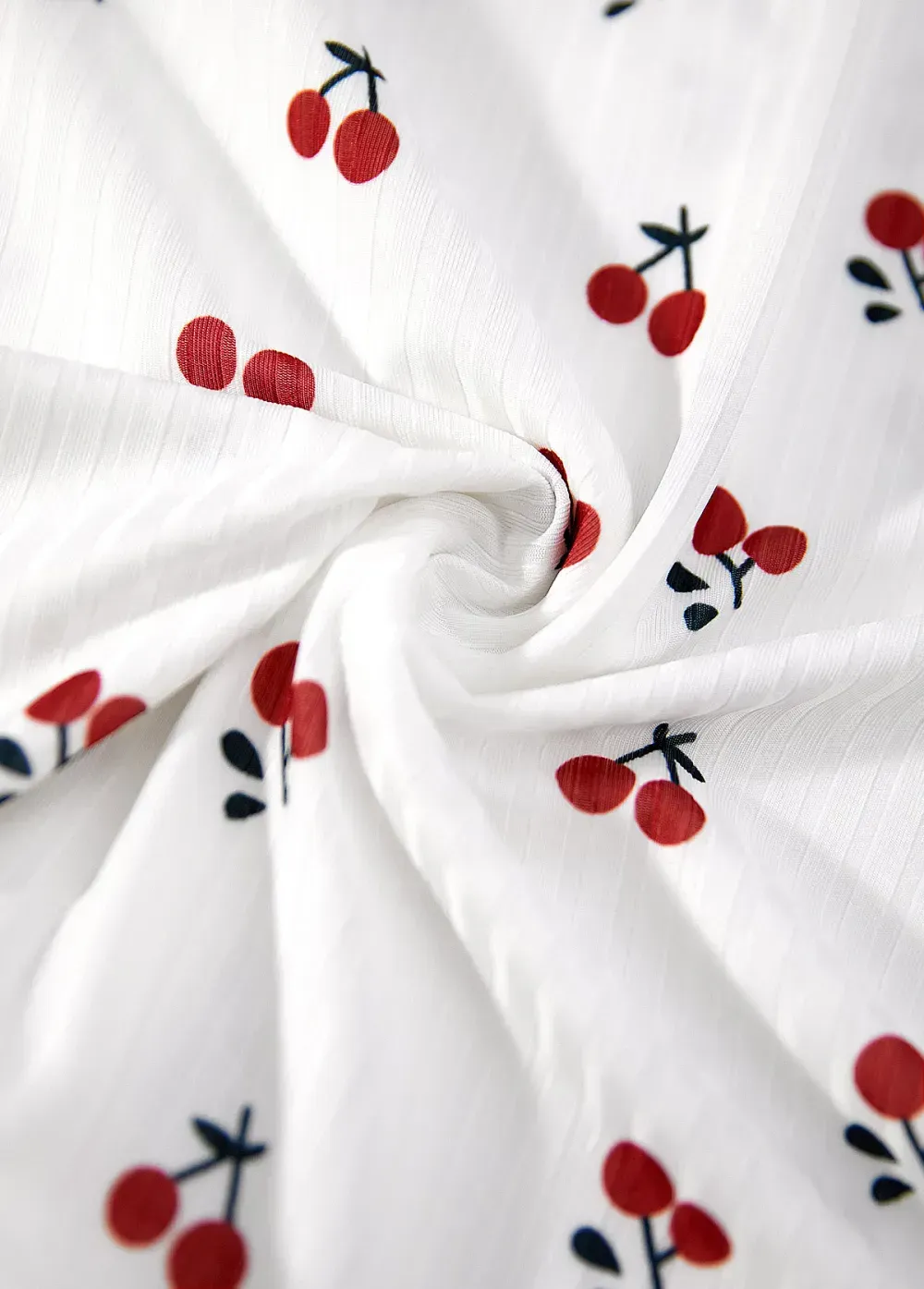 White Fruit Printing Short Sleeve Lounge Top and Pants