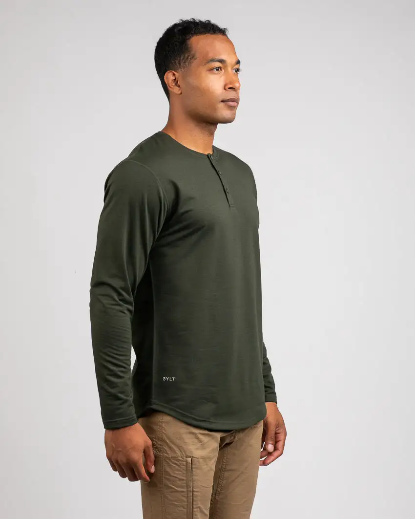 Henley Drop-Cut Long Sleeve: Bylt Signature