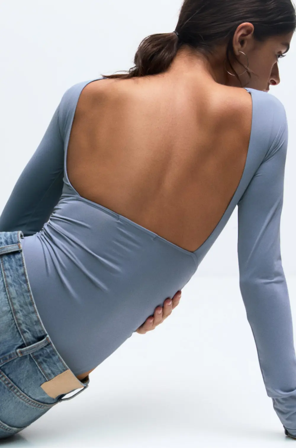 Open back polyamide bodysuit