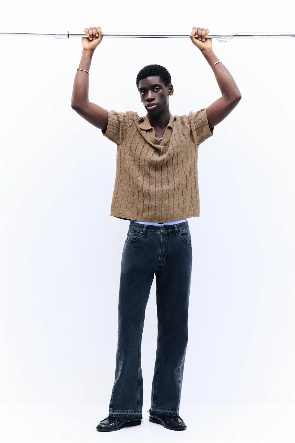 Short sleeve knit polo shirt
