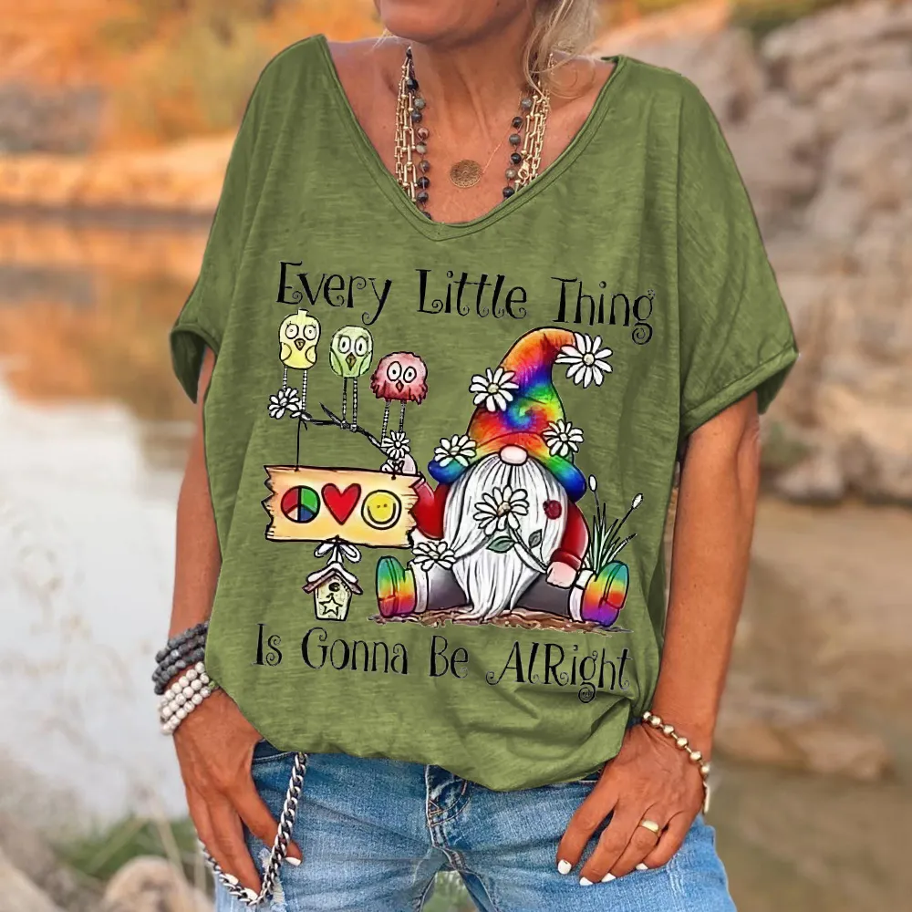 Every Little Thing Is Gonna Be Alright Printed V-neck Women's T-shirt