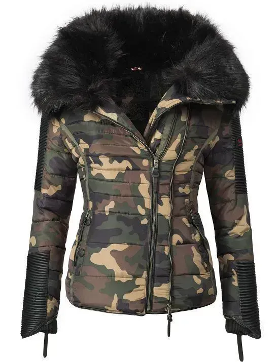 Women's short parka coat yellow