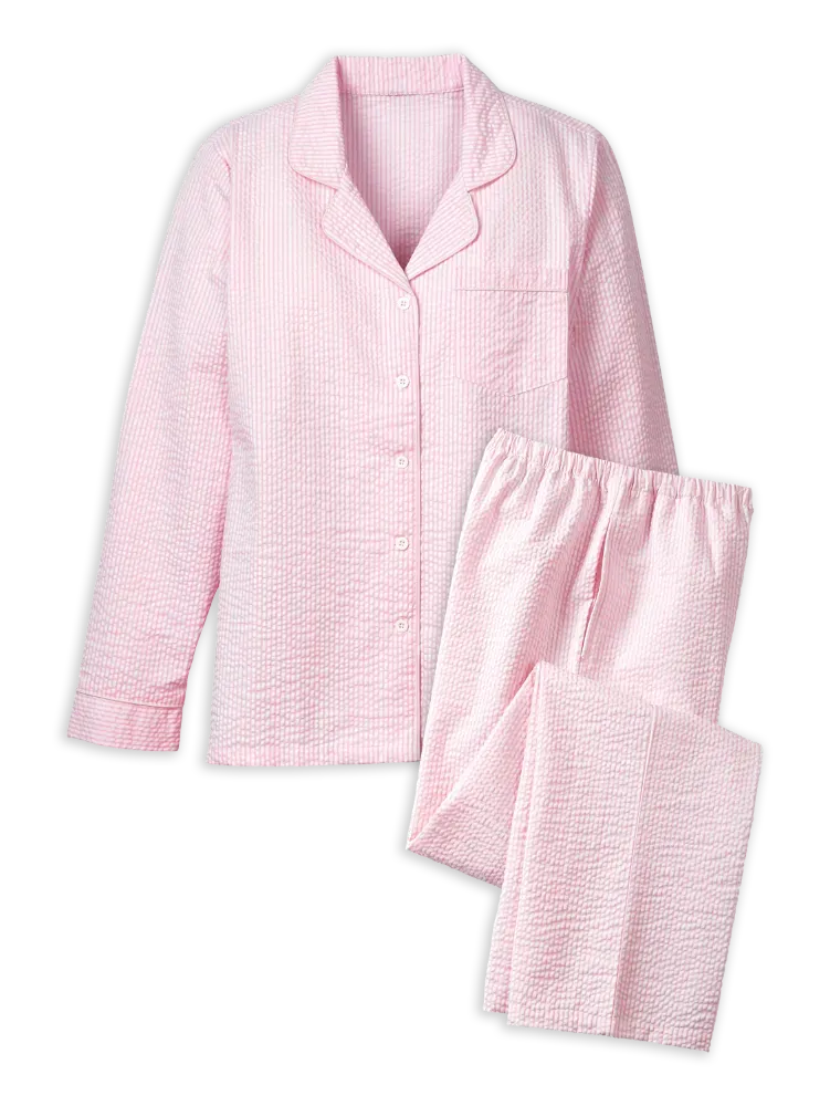 Women's Classic Seersucker Long Pajama Set