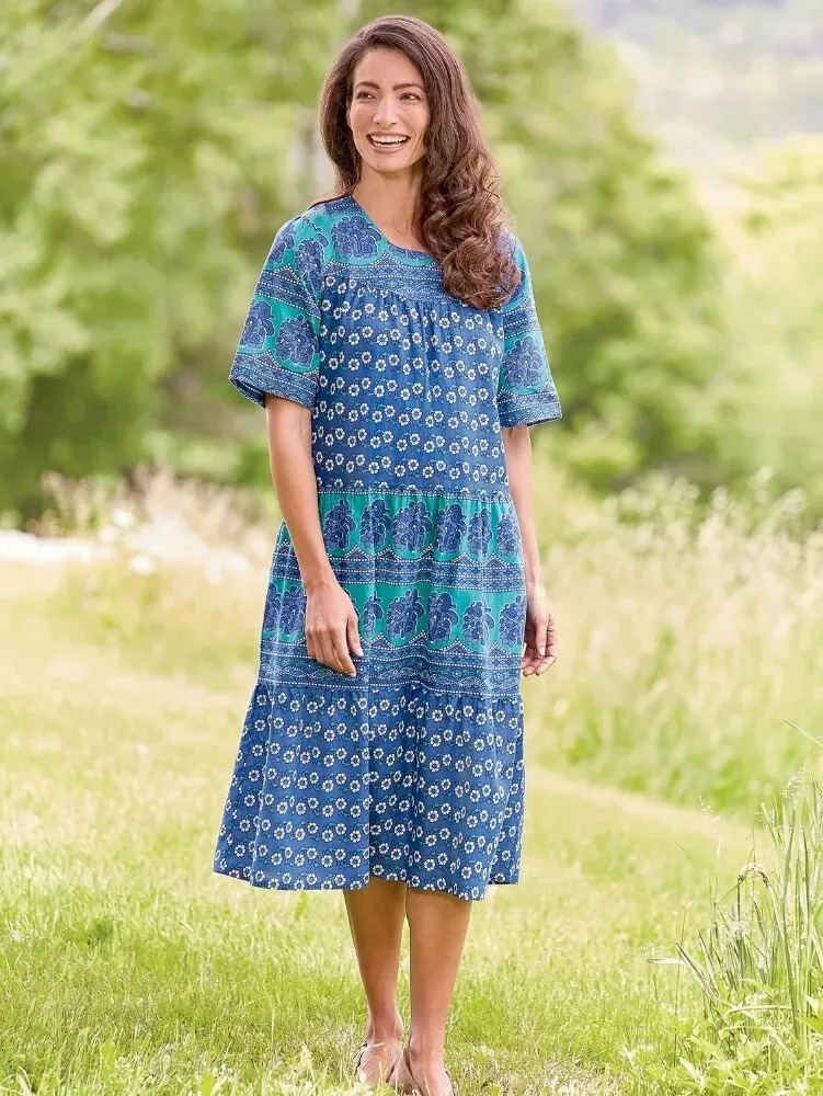 Mid-Calf Tiered Cotton Muumuu