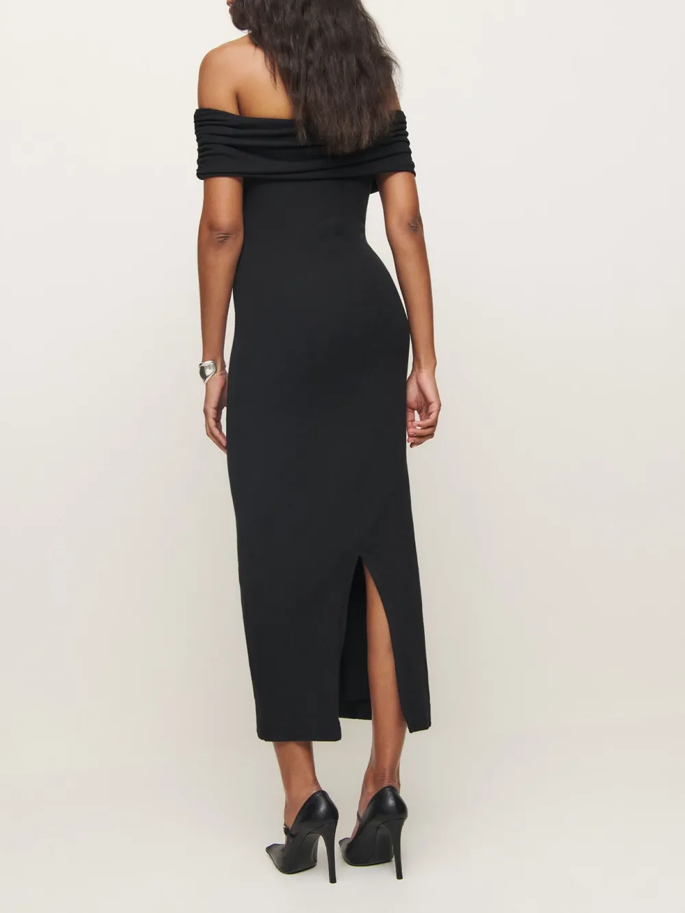 Off Shoulder Belted Midi Dress