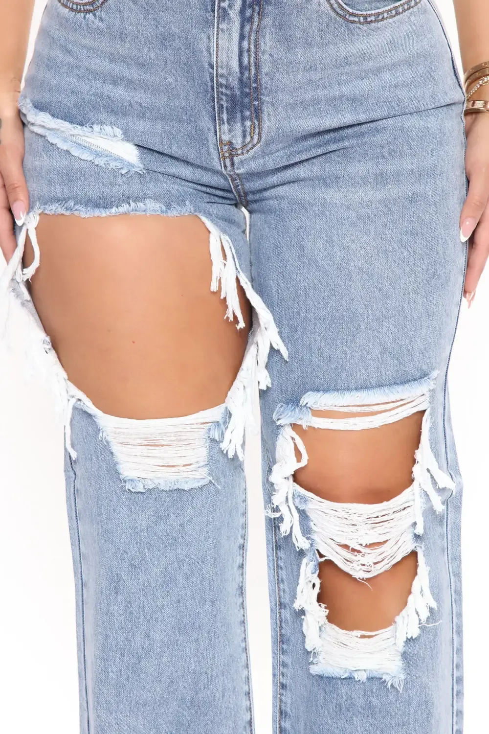 Sassy Straight Leg Jeans - Light Blue Wash