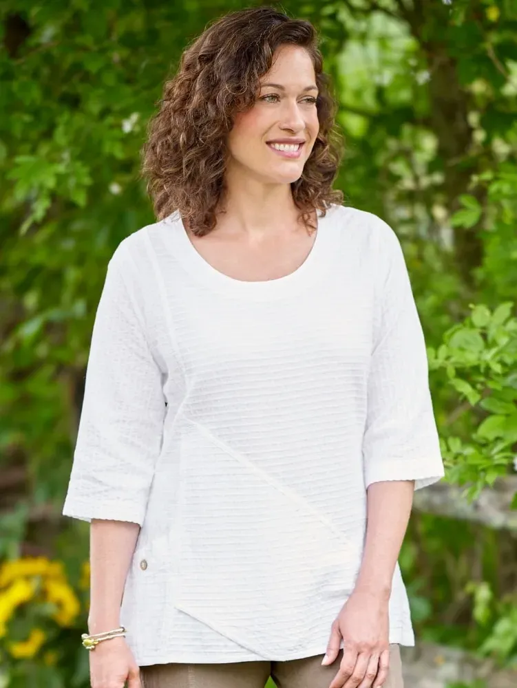 Crinkle Cotton 3/4 Sleeve Tunic Top