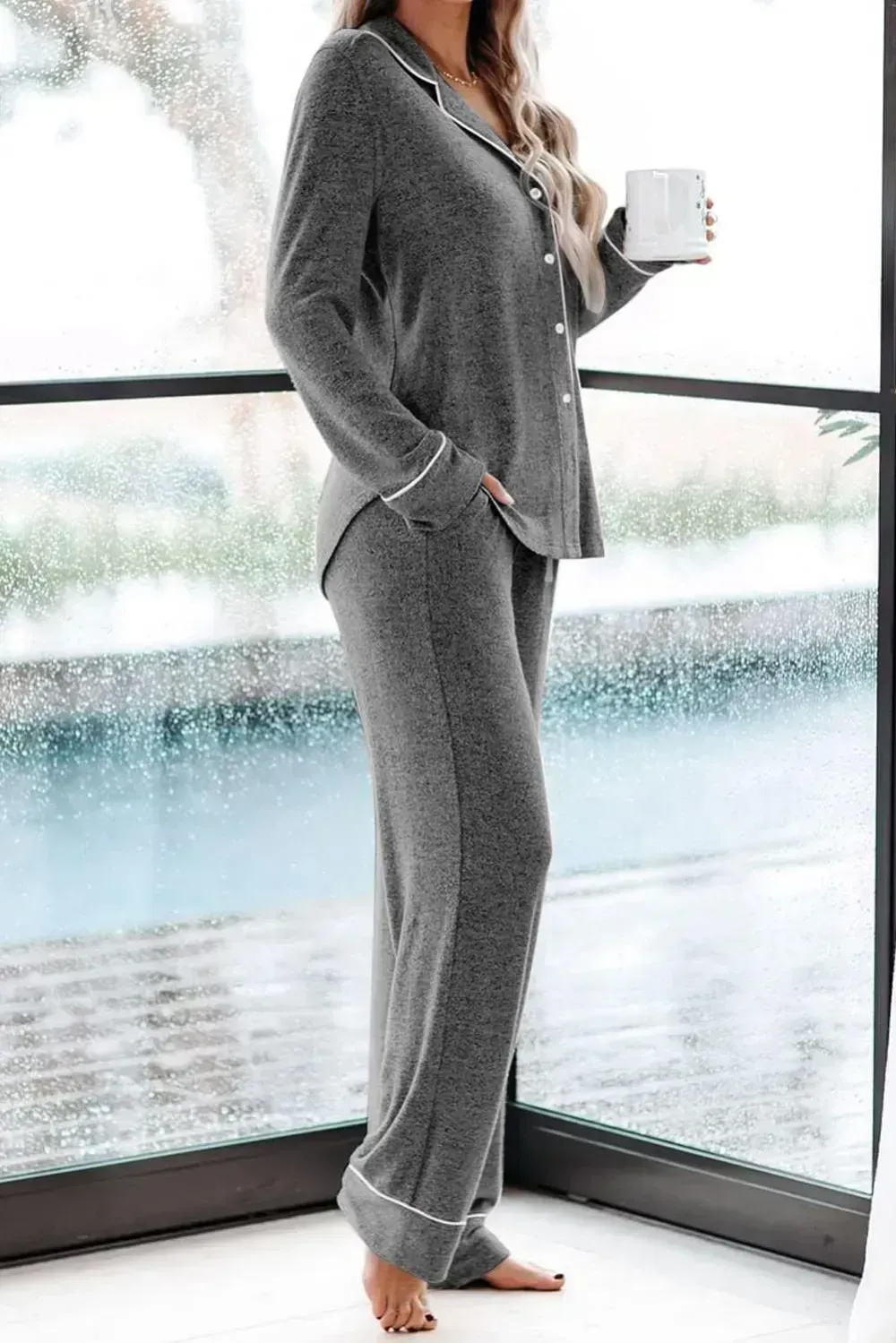 Women's Pajama Sets Long Sleeve Button Down Sleepwear Nightwear Soft Pjs Lounge Sets