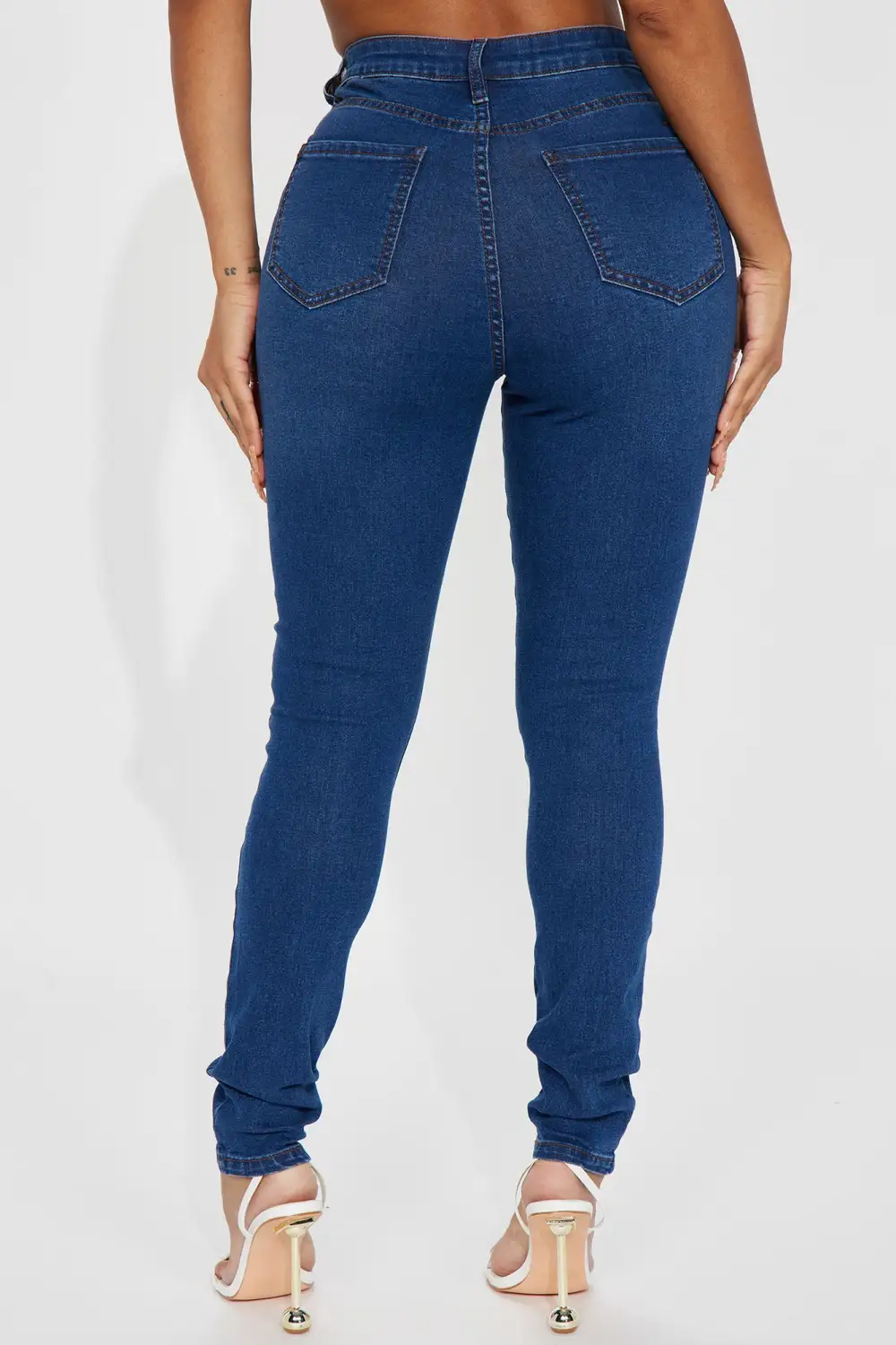 Khloe Ripped High Rise Stretch Skinny Jeans - Dark Wash