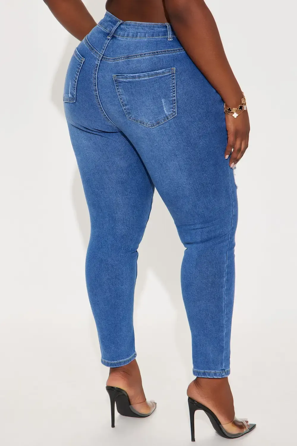Got Spunk Destroyed High Stretch Skinny Jean - Medium Wash