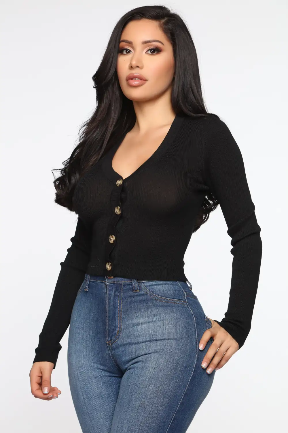 Kassie Button Sweater - Black