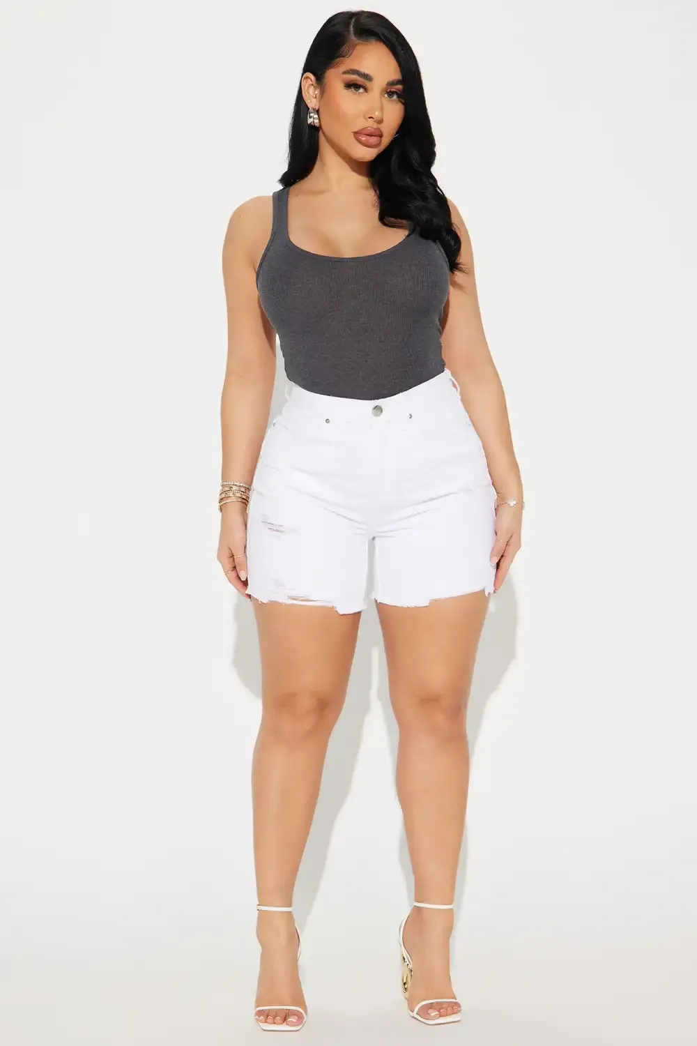 The Mixer Distressed Denim Shorts - White