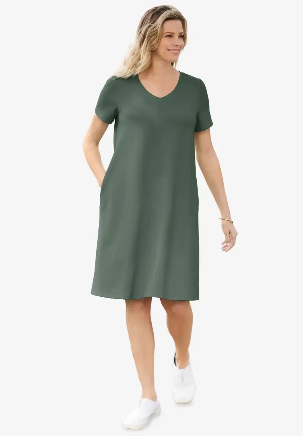 Perfect Short-Sleeve V-Neck Tee Dress